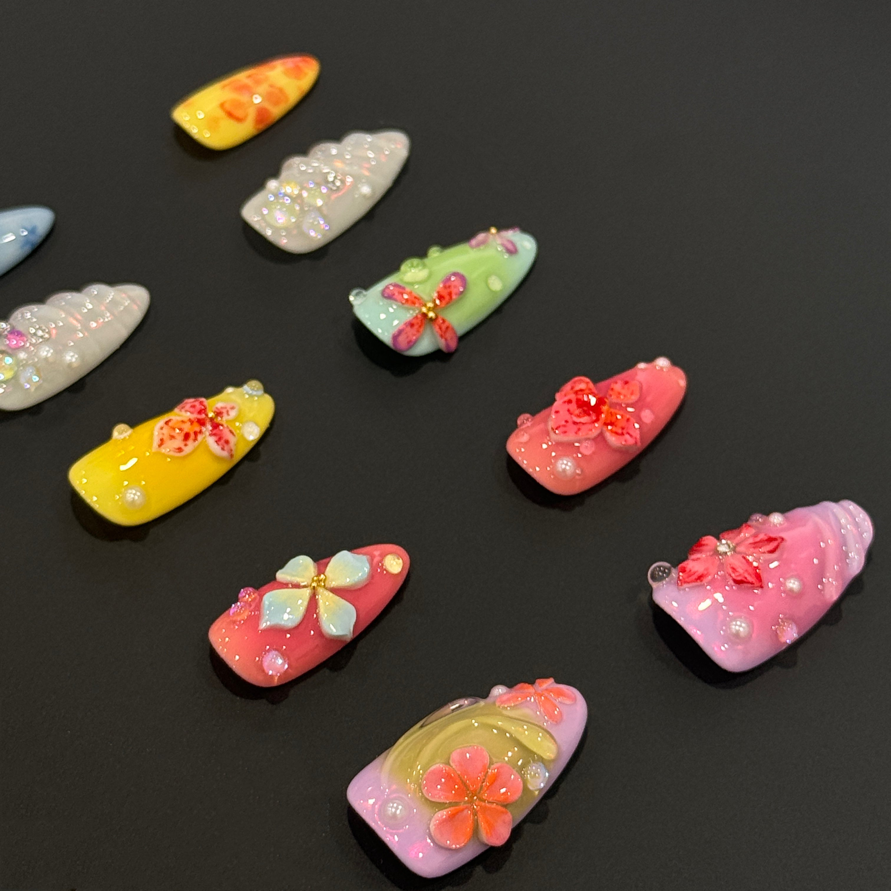 Siva Nail, Petals Enchant, Colorful Press on Nails