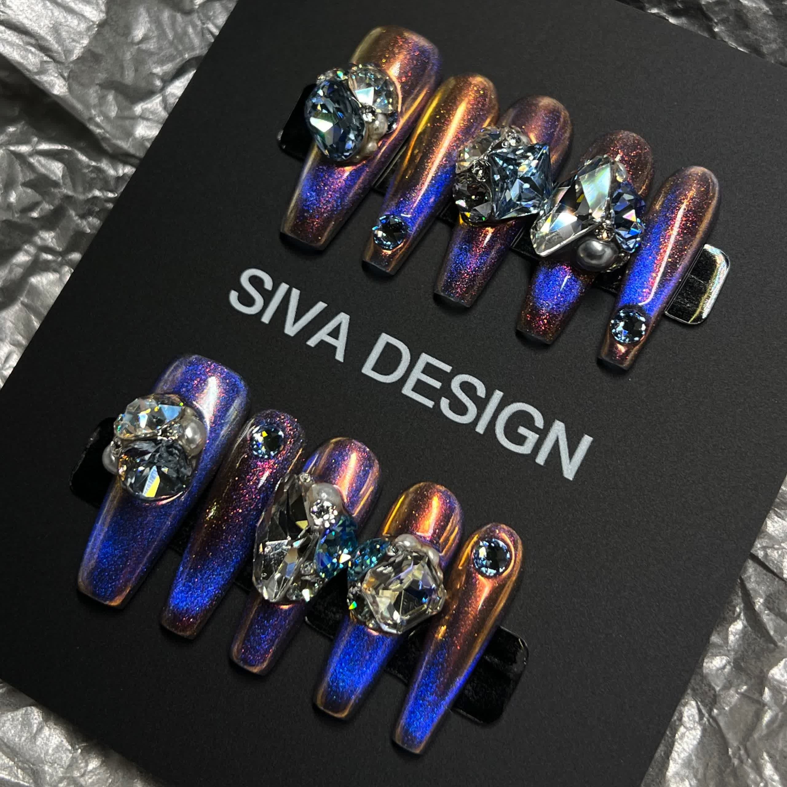 Siva Nail, Galaxy, Holographic Handmade Press on Nails