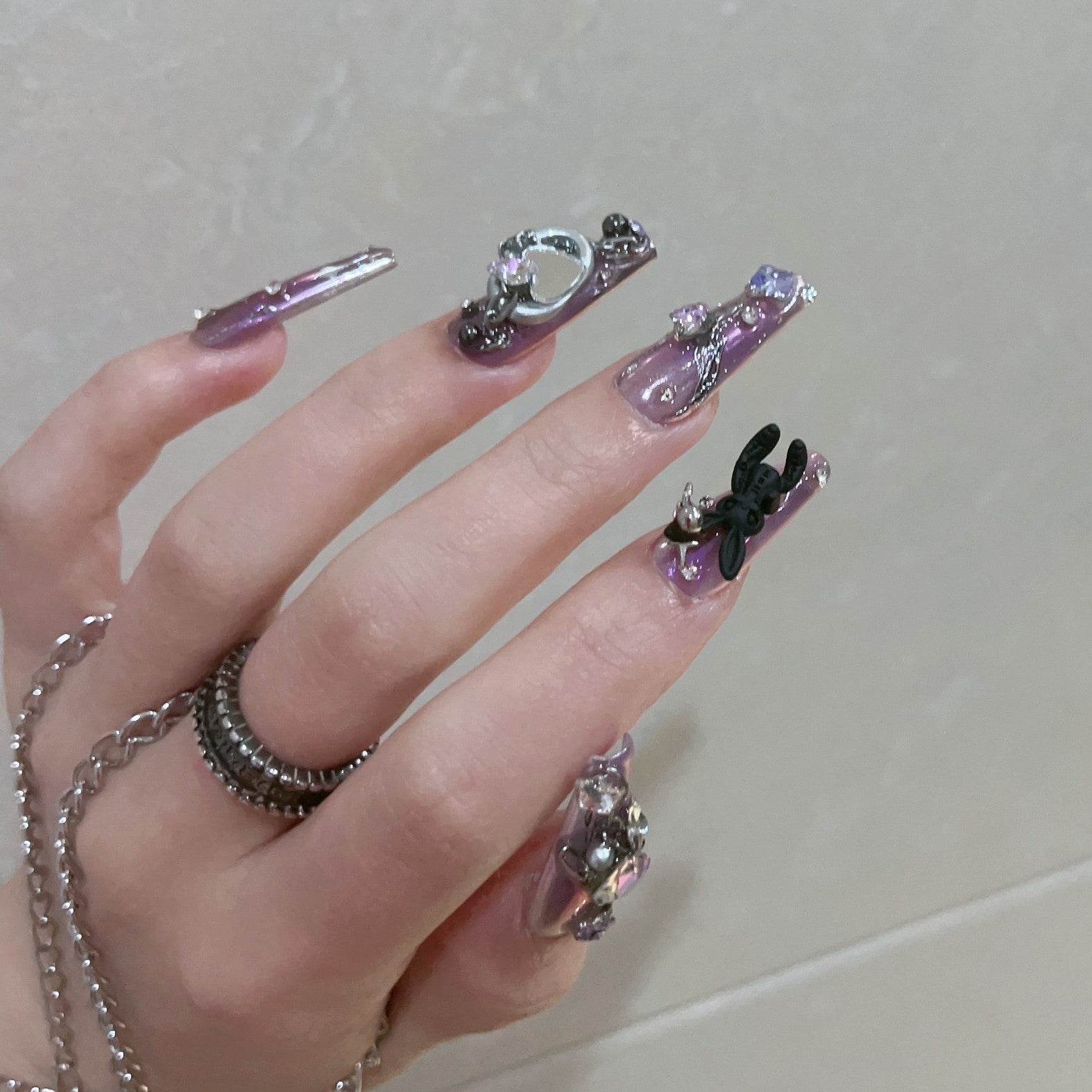 Siva Nail, Rabbit (Purple), Y2K Style Press on Nails