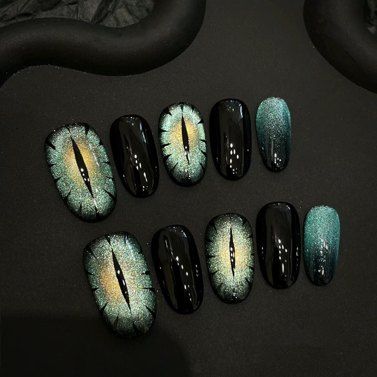 Siva Nail, Panther Peek, Wild Glam, Handmade Press on Nails