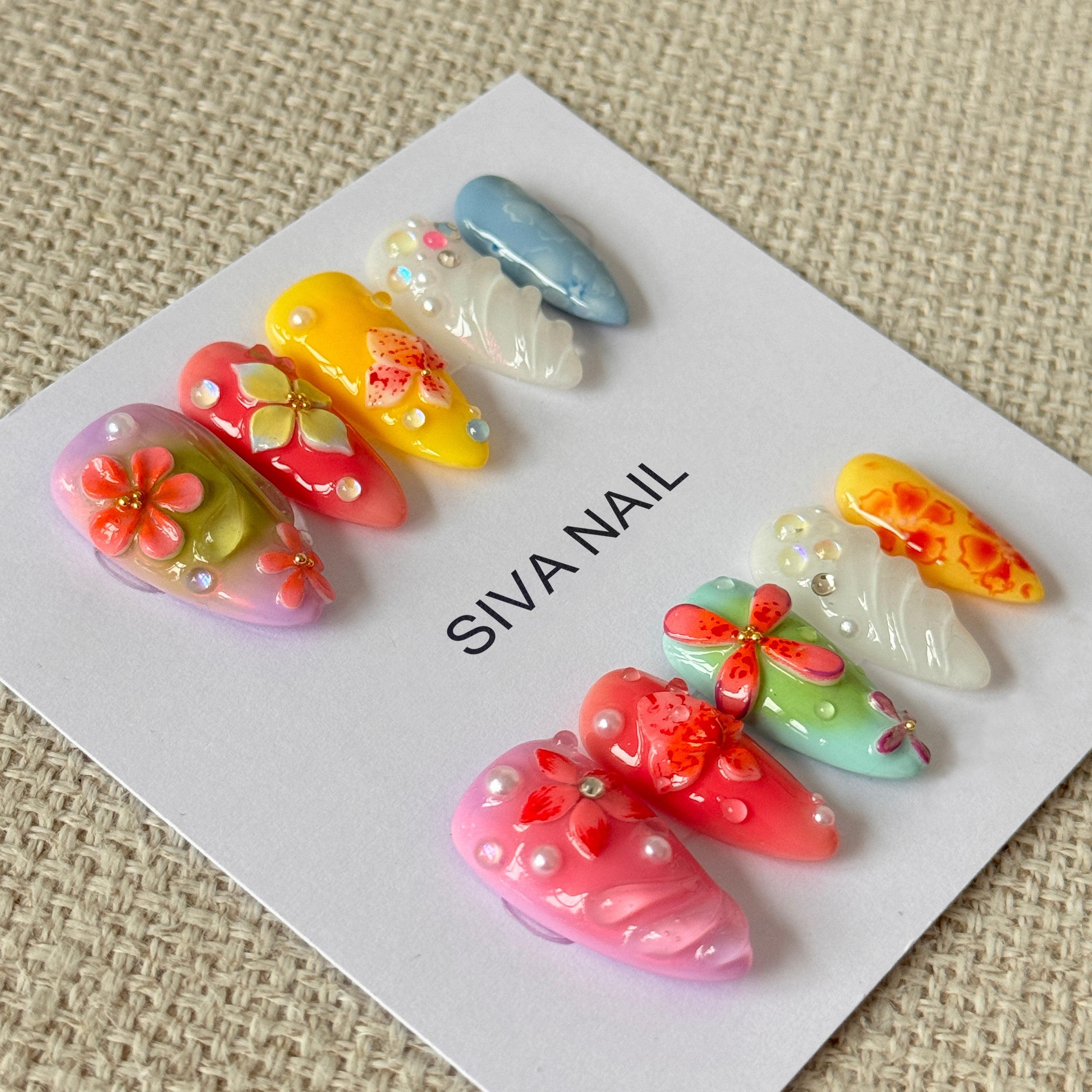 Siva Nail, Petals Enchant, Colorful Press on Nails