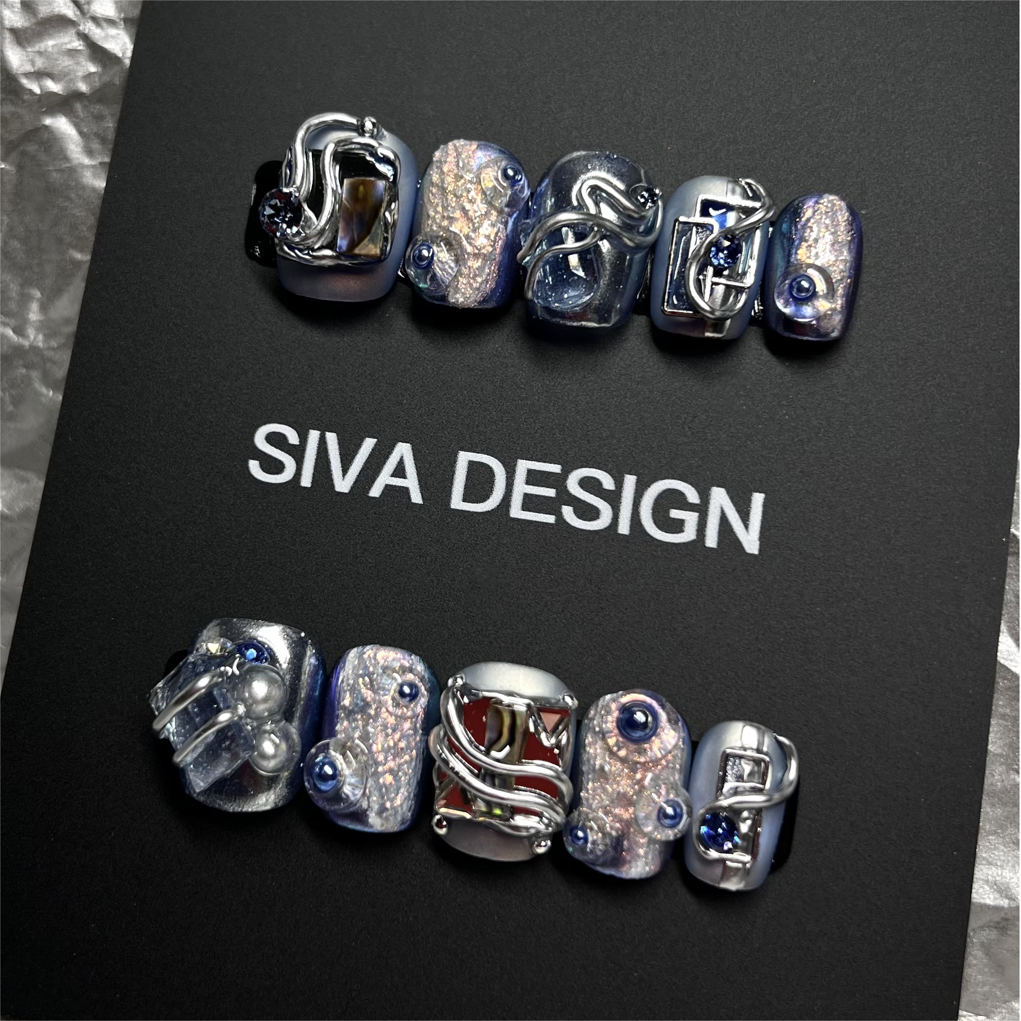 Siva Nail, Blue Dopamine, Cyber Style Short Press on Nails