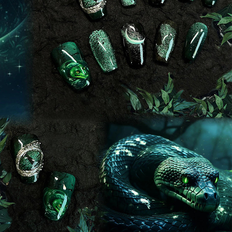 Siva Nail, Emerald Eclipse, Mystical Press on Nails