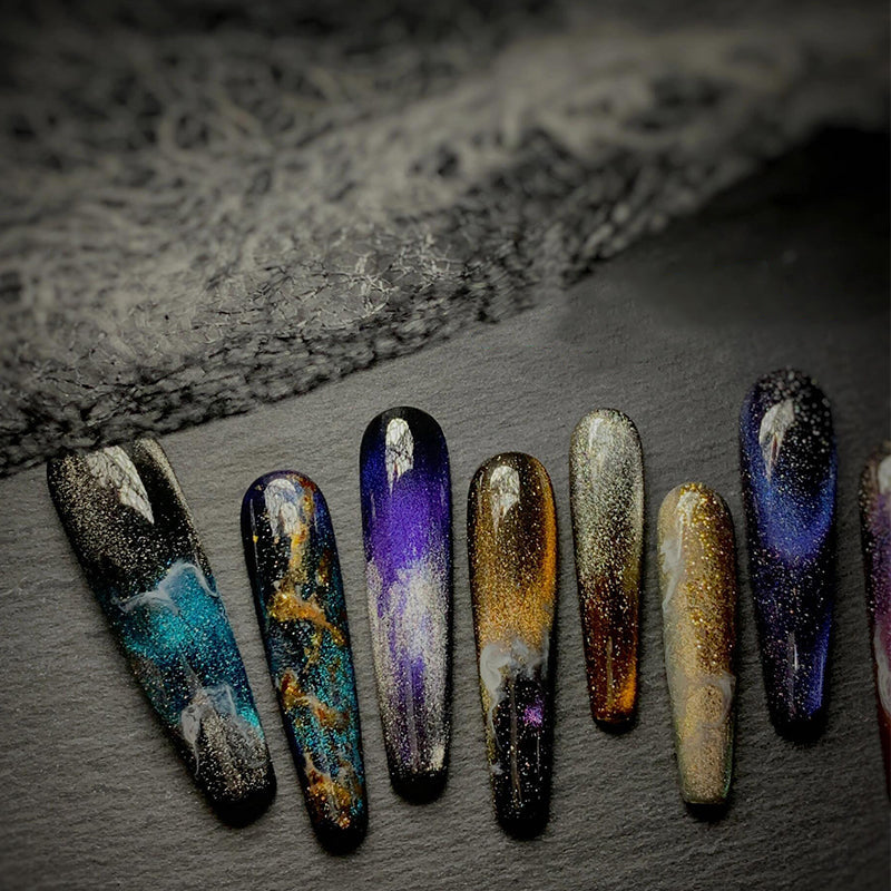 Siva Nail, Galaxy-Inspired, Glitter Universe, Handmade Press on Nails