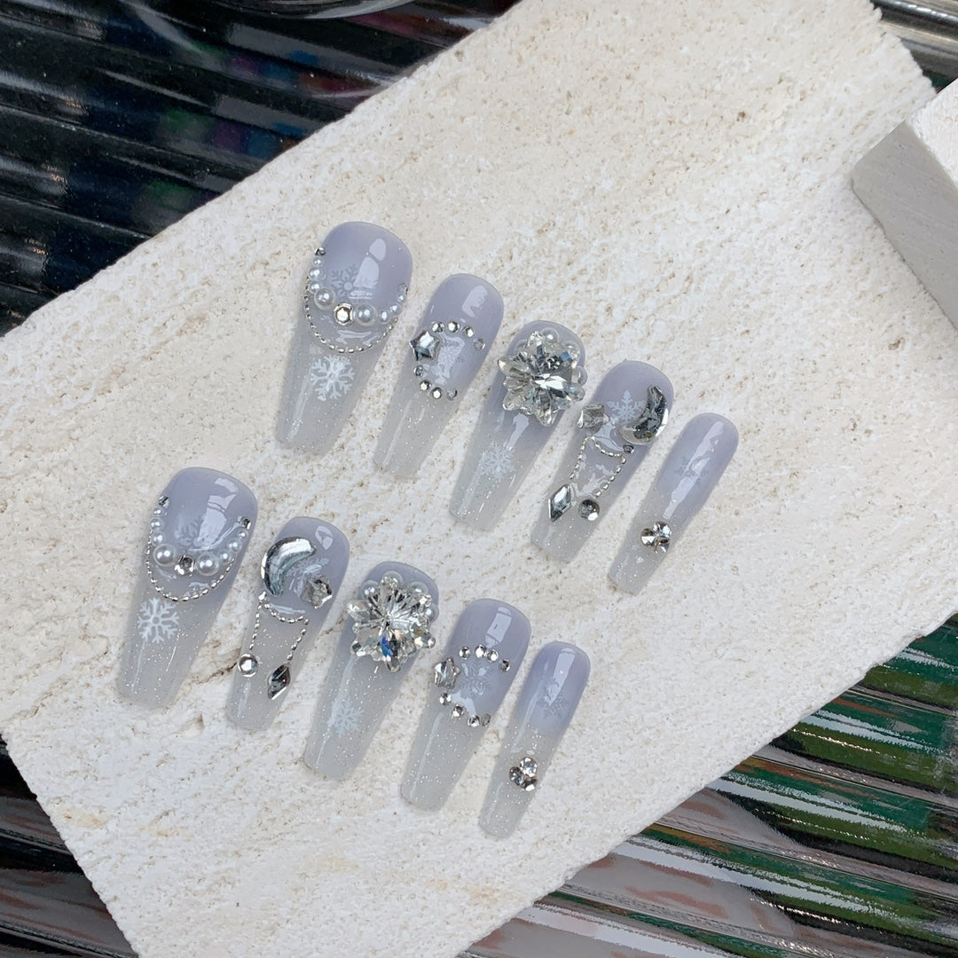 Siva Nail, Crystal Calm, Frosted Style Acrylic Press on Nails