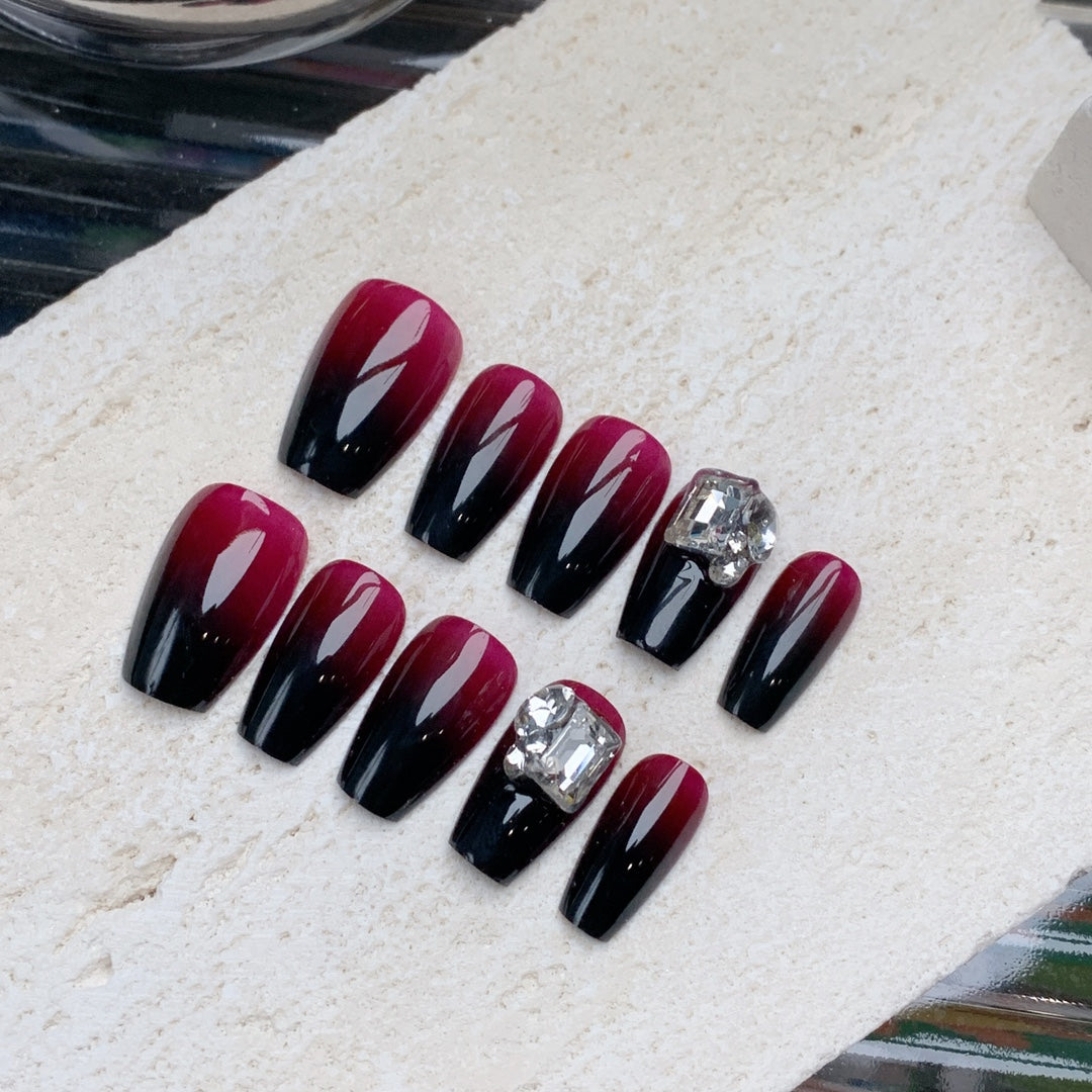 Siva Nail, Garnet Glamour, Luxe Ombre, Handmade Press on Nails