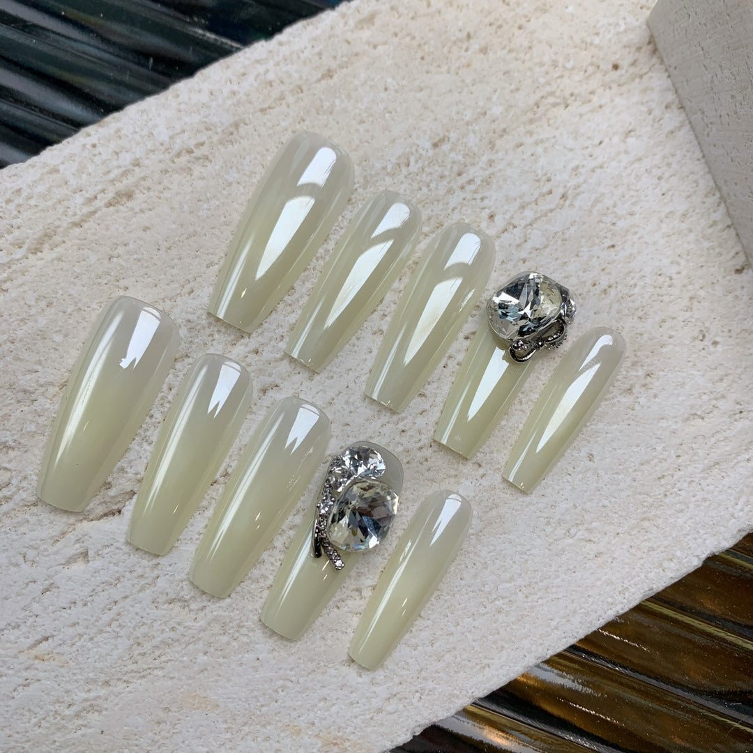 Siva Nail, Creamy Luster, Elegant Crystal Acrylic Press on Nails