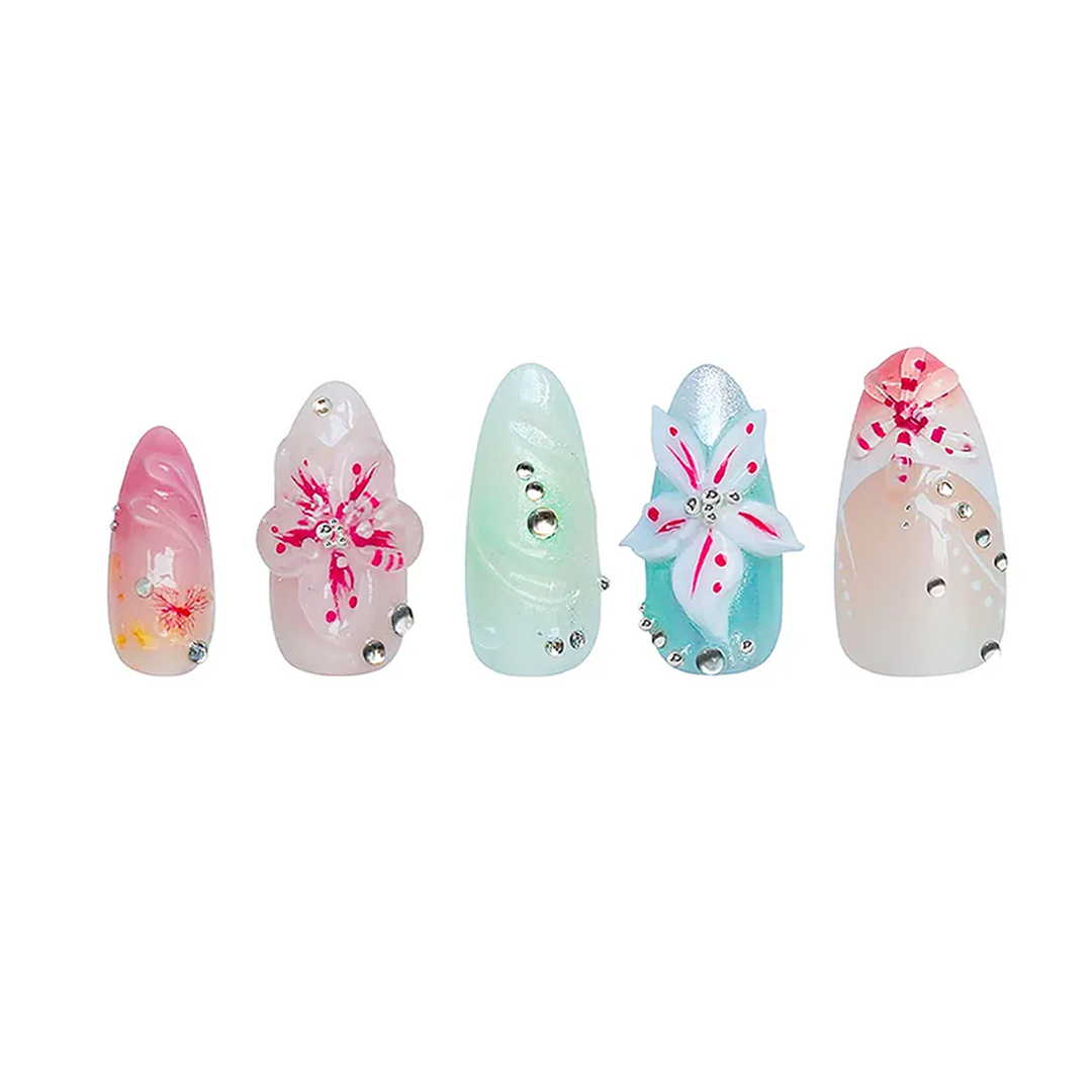 Siva Nail, Floral Fantasy, Soft Spring, Handmade Press on Nails