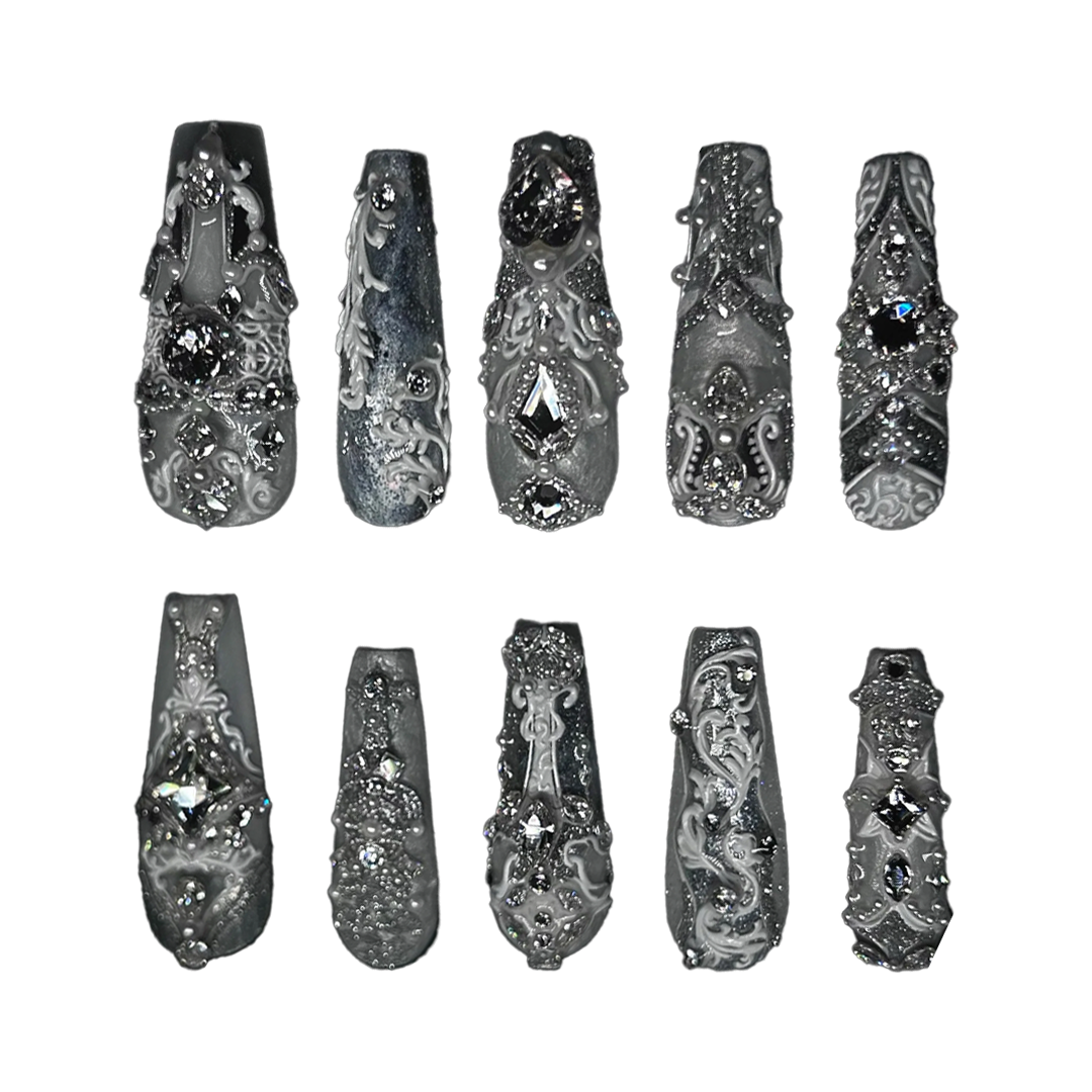 Siva Nail, Regal Frost, Elegant Handmade Press on Nails