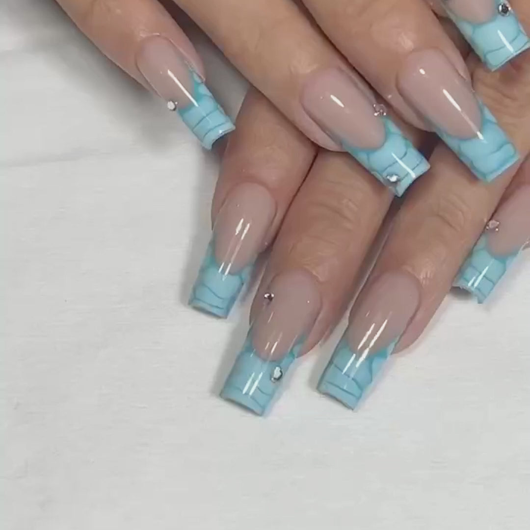 Siva Nail, Oceanic Marble, Elegant Style Acrylic Press on Nails