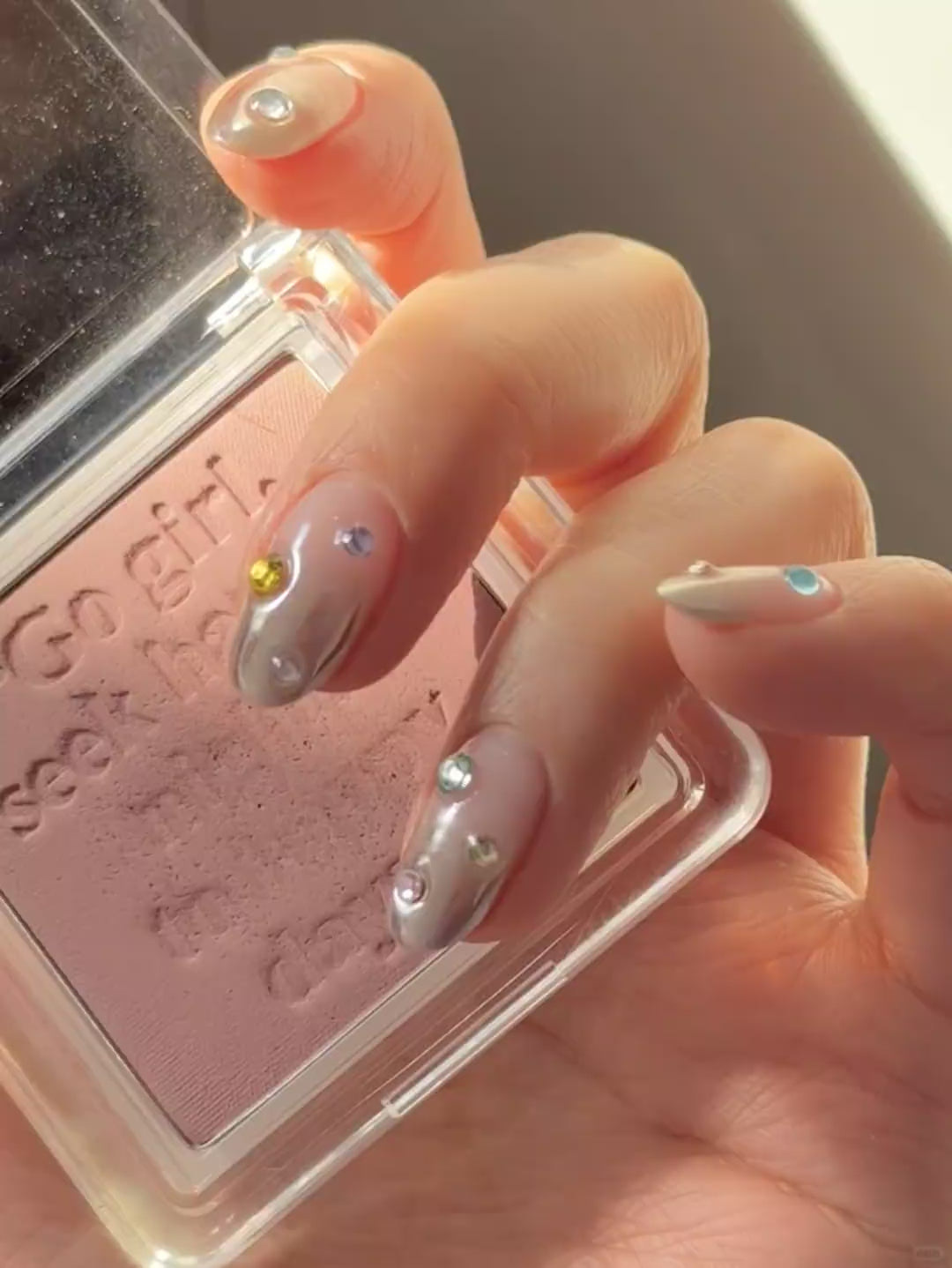 Siva Nail, Cosmic Drip, Chrome Gem Handmade Press on Nails