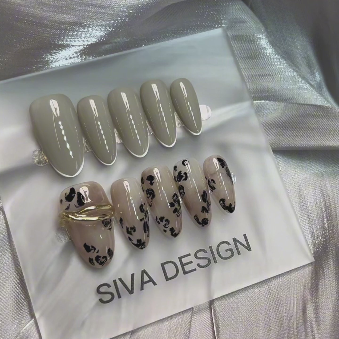 Siva Nail, Polka Dot Parade, Chic Neutral Leopard, Acrylic Handmade Press on Nails