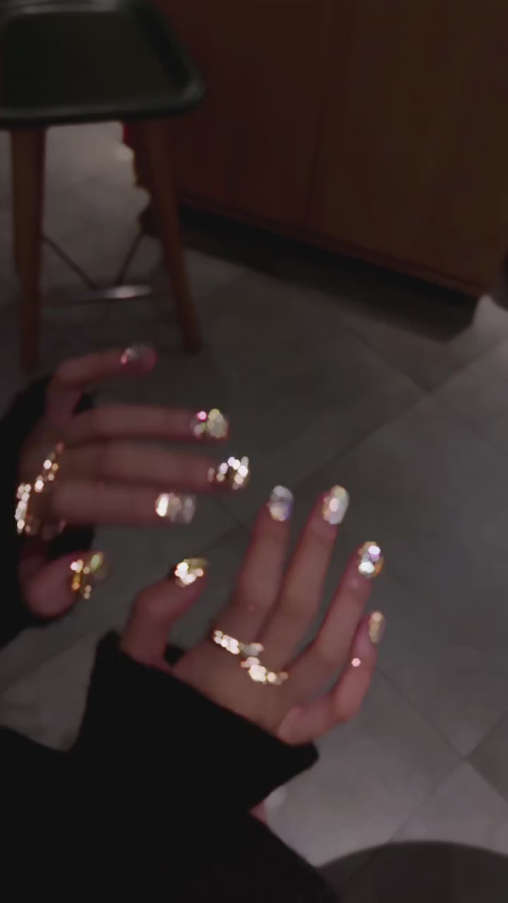 Siva Nail, Golden Glam Jewel – Luxury Sparkle Handmade Press on Nails