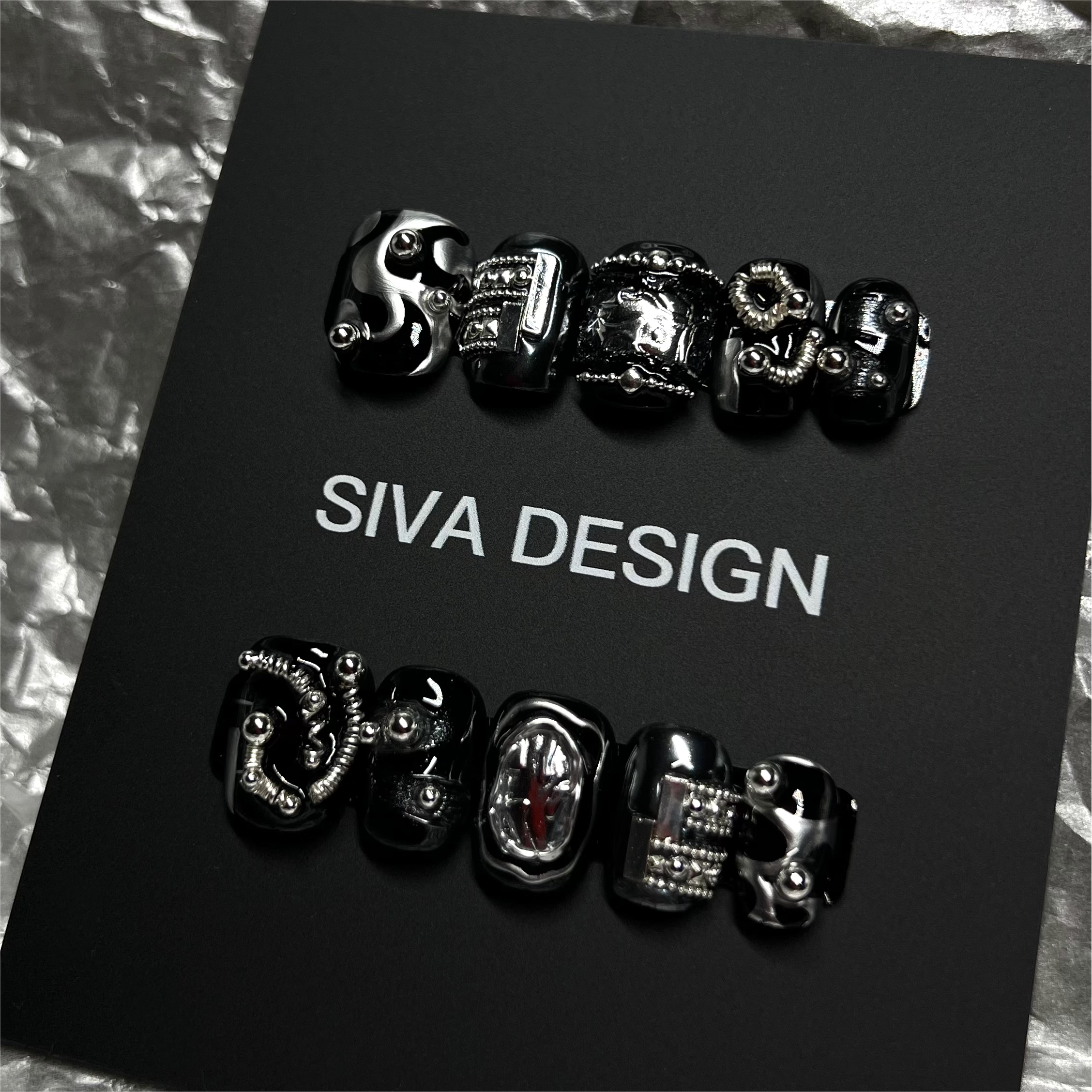 Siva Nail, Dark Oracle, Metal Style Acrylic Press on Nails