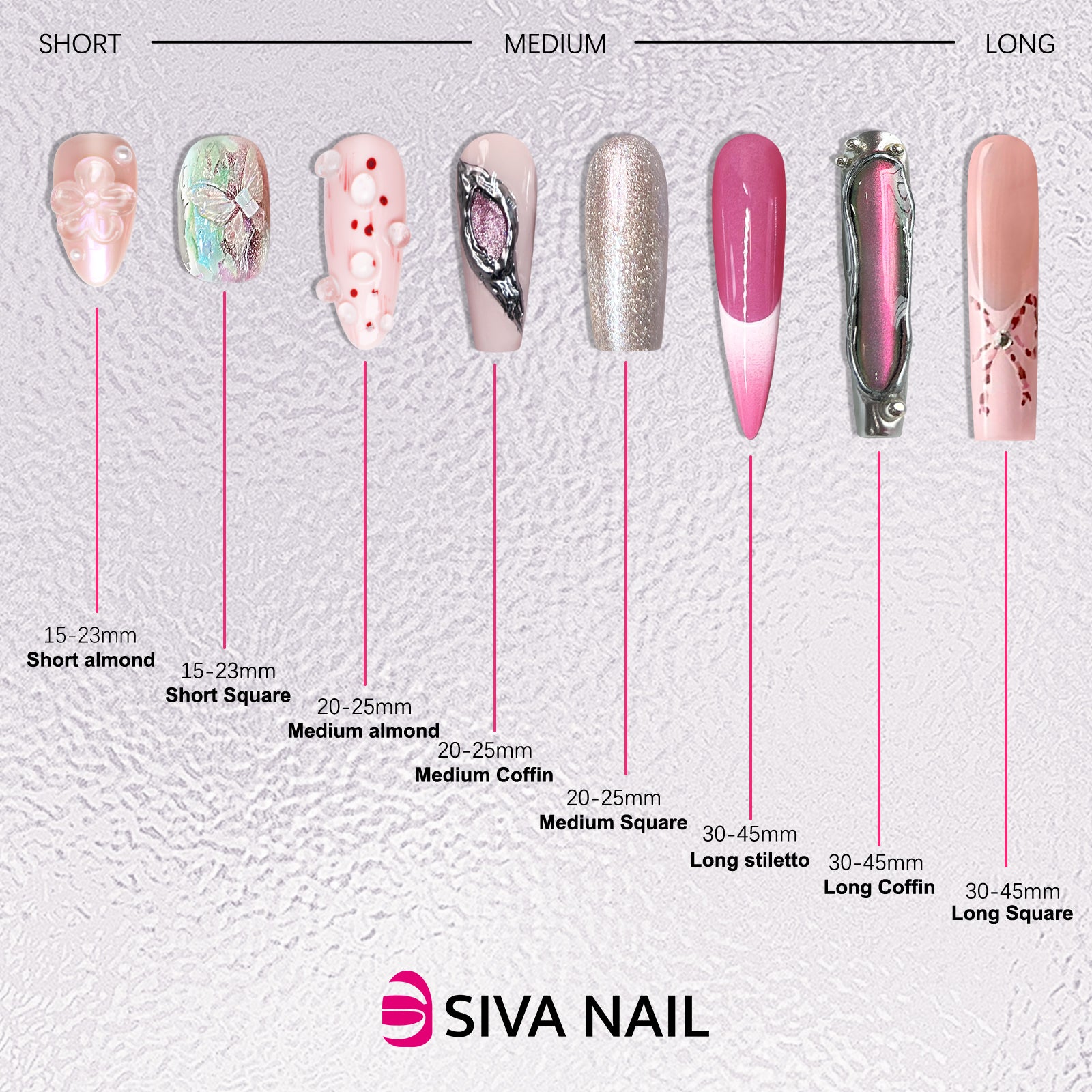 Siva Nail, Oceanic Sparkle, Glitter Acrylic Press on Nails