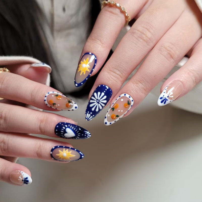 Siva Nail, Boho Patch & Talavera French  – Handmade Press on Nails