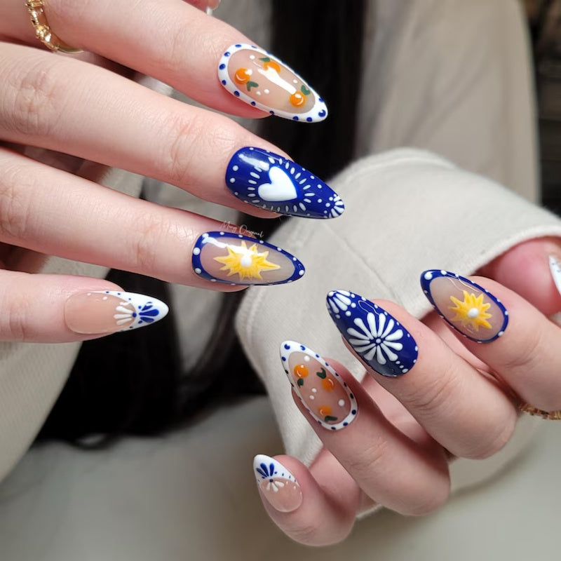 Siva Nail, Boho Patch & Talavera French  – Handmade Press on Nails