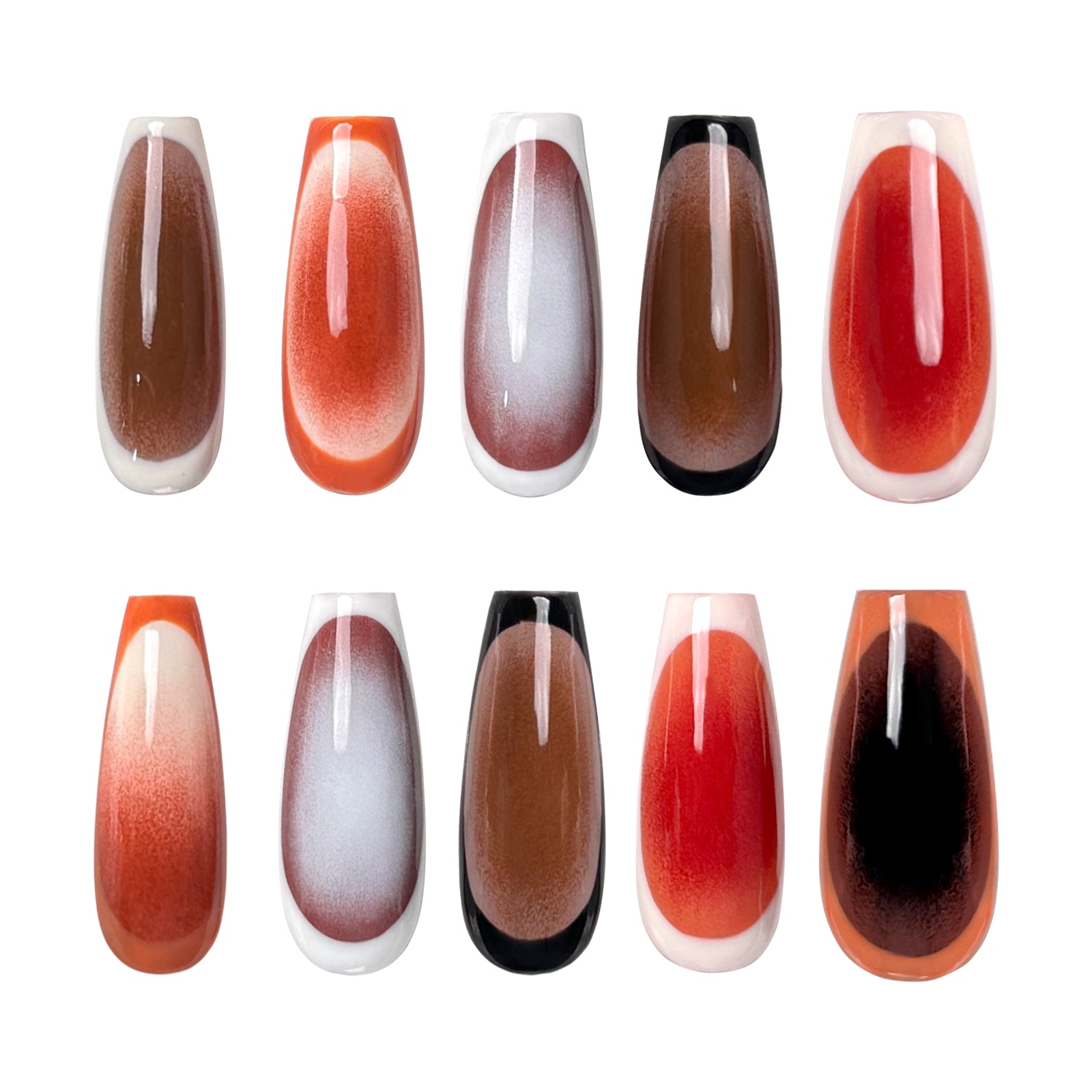 Siva Nail, Earthy Gradient – Warm Mocha &amp; Burnt Amber Handmade Press-On Nails