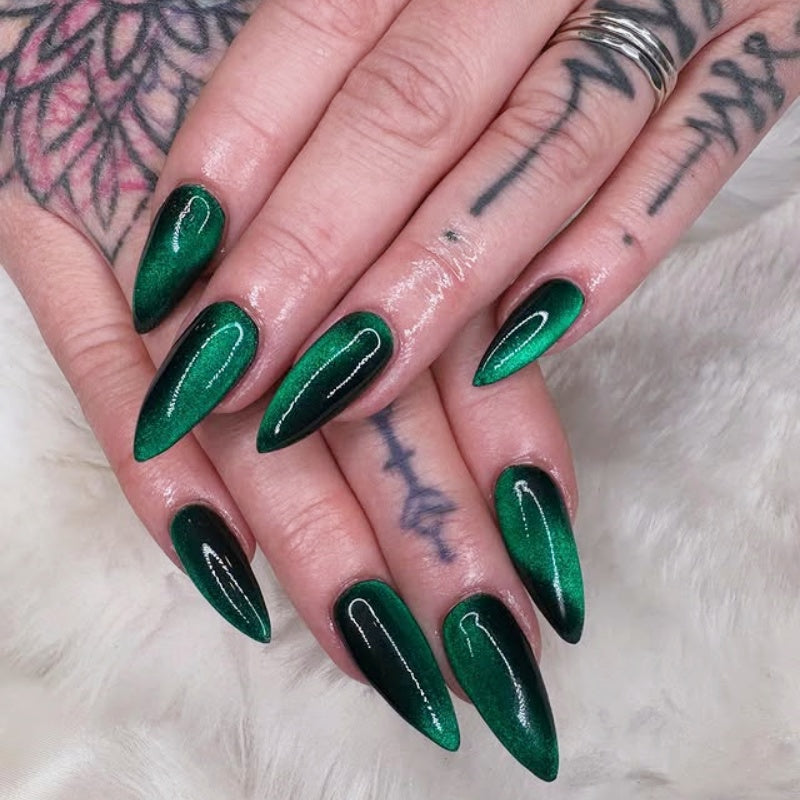 Siva Nail,Emerald Gradient Ombre Handmade Press-On Nails