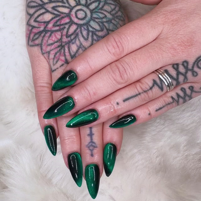 Siva Nail, Smaragdgrüner Farbverlauf Ombre Handgemachte Press-On-Nägel