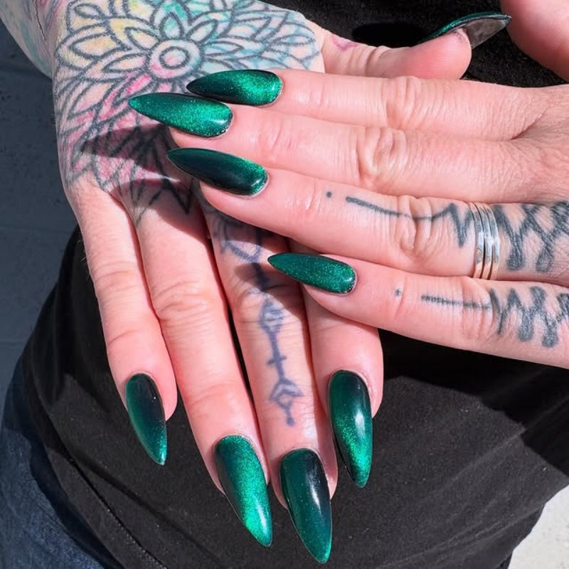 Siva Nail,Emerald Gradient Ombre Handmade Press-On Nails