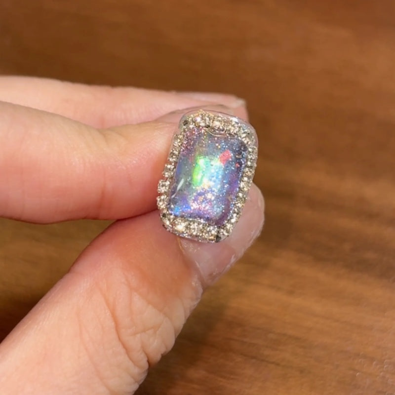 Siva Nail,Galaxy Opulence – Crystal Halo Holographic Handmade Press on Nails